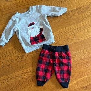 Carter's Gray and Red Santa Matching Set